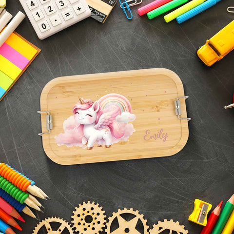 Bedruckte Brotdose & Trinkflasche im Set - Pegasus