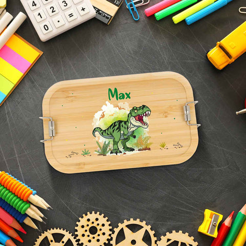 Bedruckte Brotdose & Trinkflasche im Set - T-Rex