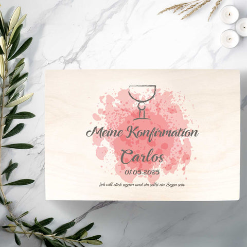 Bedruckte Erinnerungskiste zur Kommunion & Konfirmation - Symbole