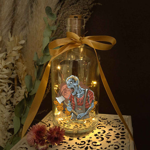 Flaschenlicht mit LED-Lichterkette im Halloween Zombie UV Design