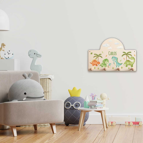 Personalisierte Garderobe fürs Kinderzimmer - Dino
