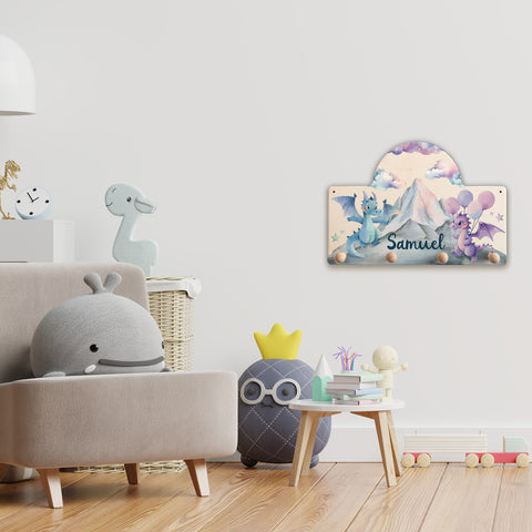Personalisierte Garderobe fürs Kinderzimmer - Drache