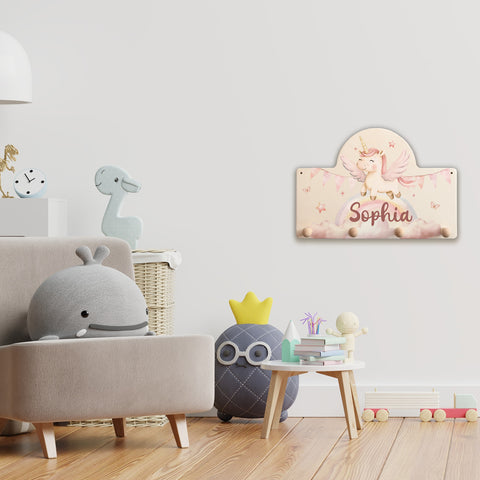 Personalisierte Garderobe fürs Kinderzimmer - Einhorn