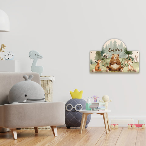 Personalisierte Garderobe fürs Kinderzimmer - Wald