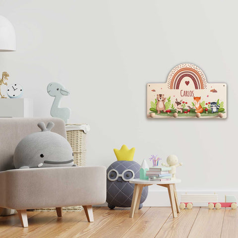 Personalisierte Garderobe fürs Kinderzimmer - Wald Tiere