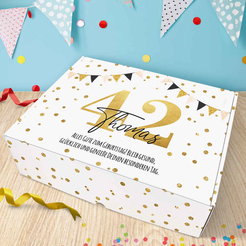 Personalisierte DIY Geschenkbox - Gold mit Wunschtext