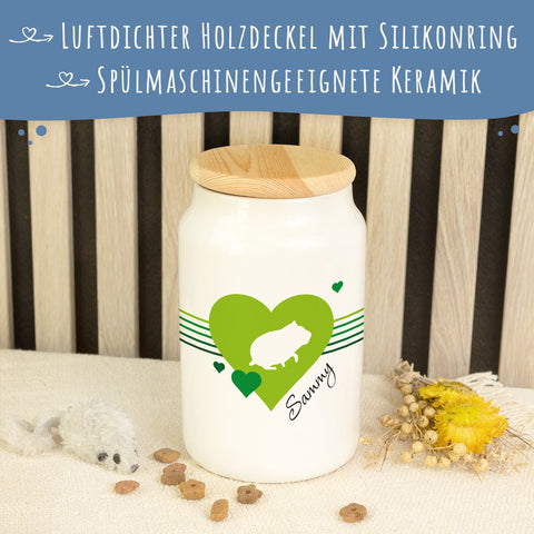 Leckerlidose für deine Haustiere - Herz Silhouette - Personalisiert mit Namen