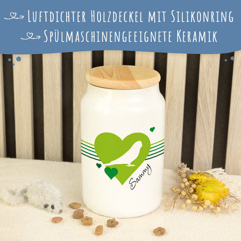 Leckerlidose für deine Haustiere - Herz Silhouette - Personalisiert mit Namen
