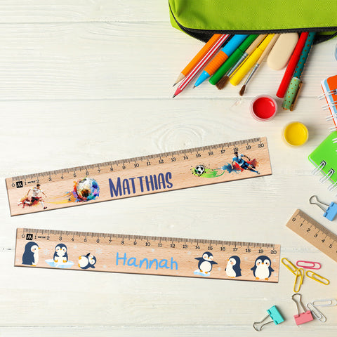 Personalisiertes Lineal zur Einschulung mit verschiedenen Designs