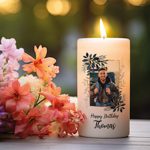 Kleine Kerze "Happy Birthday Foto" - Geburtstagskerze mit Namen und eigenem Foto