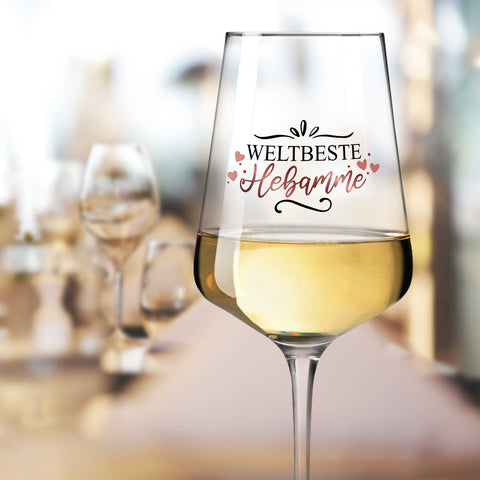 Leonardo Weinglas mit UV-Druck "Weltbeste Hebamme"