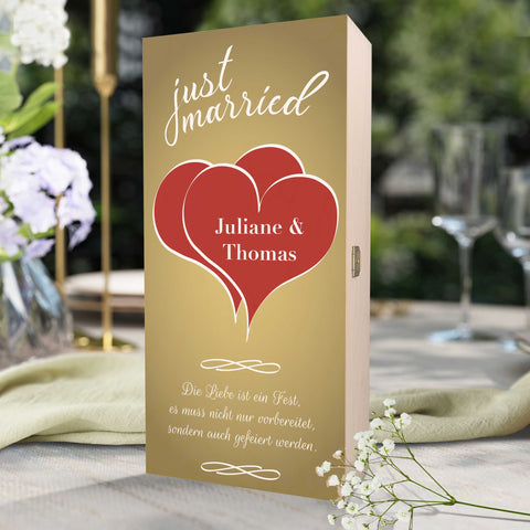 Leonardo Sektgläser "Just Married" inkl. bedruckter Holzkiste im Set