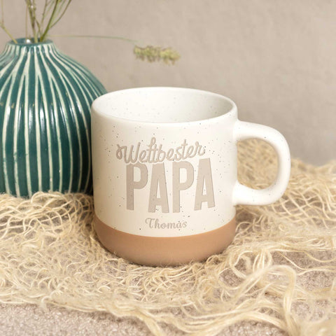 Gravierte Steingut Tasse - Weltbester Papa