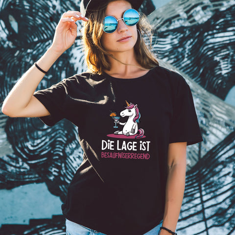 Bedrucktes T-Shirt für Damen - Die Lage ist besaufniserregend