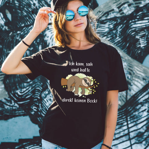 Bedrucktes T-Shirt für Damen - Ich kam sah kein Bock