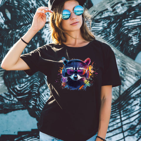 Bedrucktes T-Shirt für Damen - Waschbär