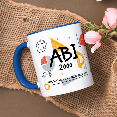 Bedruckte Tasse mit Spruch - Abi - Personalisiert mit Namen