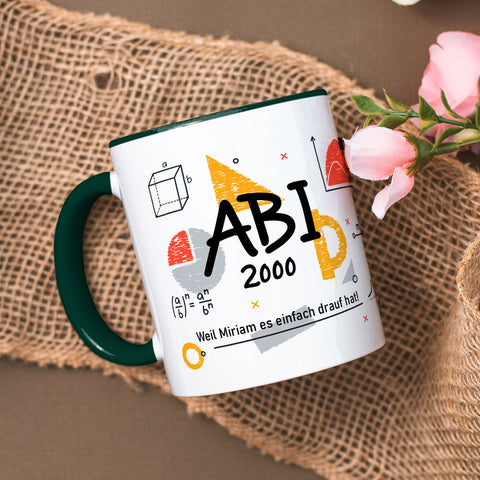 Bedruckte Tasse mit Spruch - Abi - Personalisiert mit Namen