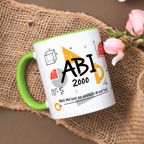 Bedruckte Tasse mit Spruch - Abi - Personalisiert mit Namen