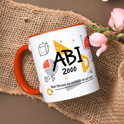 Bedruckte Tasse mit Spruch - Abi - Personalisiert mit Namen