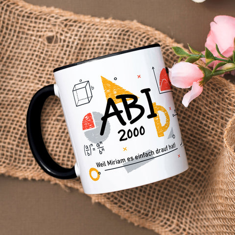 Bedruckte Tasse mit Spruch - Abi - Personalisiert mit Namen