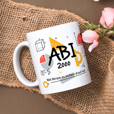 Bedruckte Tasse mit Spruch - Abi - Personalisiert mit Namen