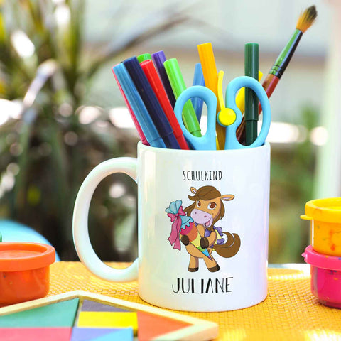 Bedruckte Tasse mit Motiv - Einschulung Pferd