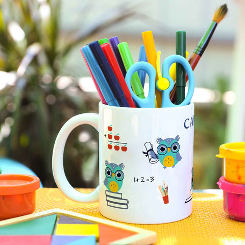 Bedruckte Tasse mit Motiv - Schuleule