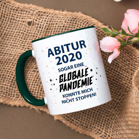 Bedruckte Tasse mit Spruch Pandemie Abitur