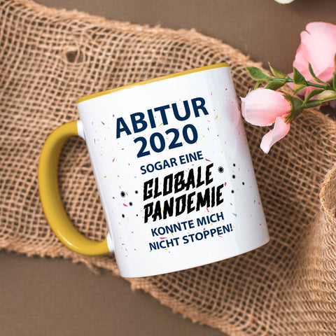 Bedruckte Tasse mit Spruch Pandemie Abitur
