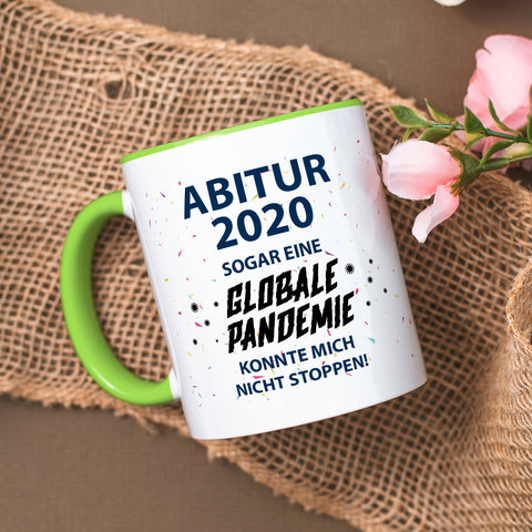 Bedruckte Tasse mit Spruch Pandemie Abitur