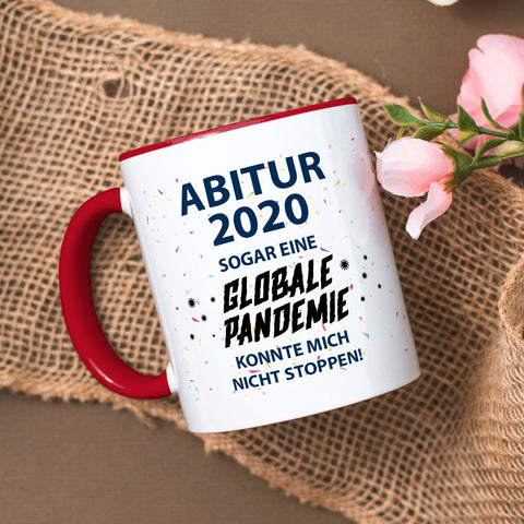 Bedruckte Tasse mit Spruch Pandemie Abitur