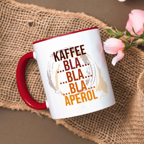 Bedruckte Tasse mit Aperol Spritz Motiv - Kaffee bla bla bla Aperol - Aperol Geschenk