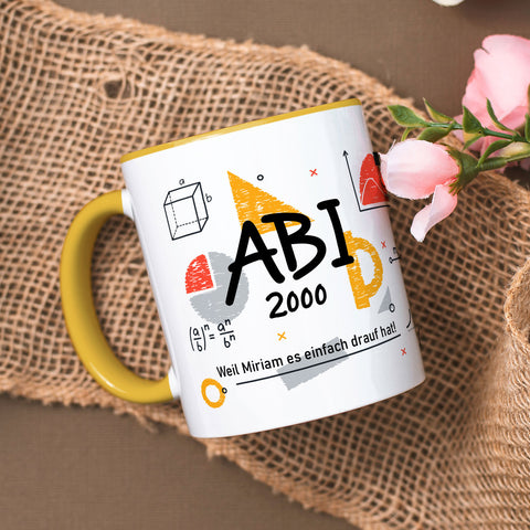 Bedruckte Tasse mit Spruch - Abi - Personalisiert mit Namen