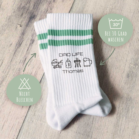 Tennissocken - Dad Life - personalisiert mit Namen