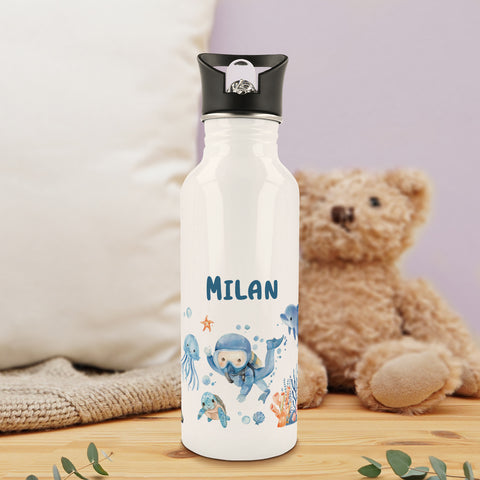 Bedruckte Trinkflasche aus Edelstahl - Taucher