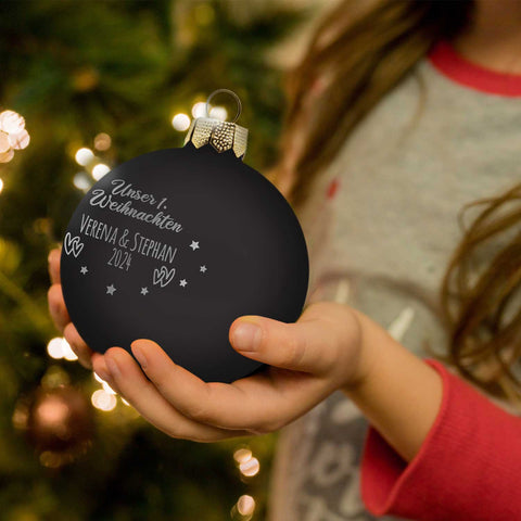 Gravierte Weihnachtskugel - Unser erstes Weihnachten für Paare