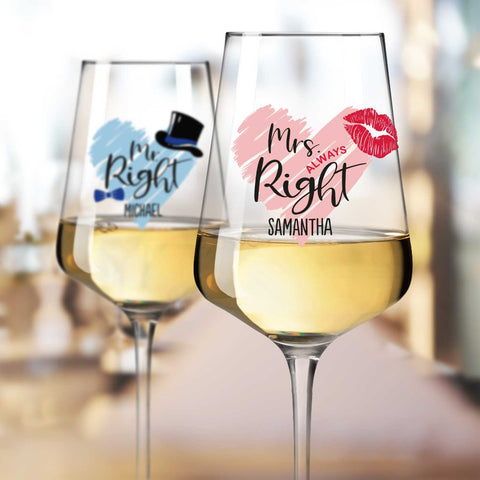 Leonardo Weingläser Mr Right & Mrs Always Right mit UV-Druck im Set