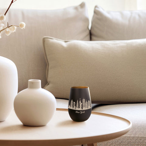 Deko Windlicht aus Glas mit Gravur - Skyline New York
