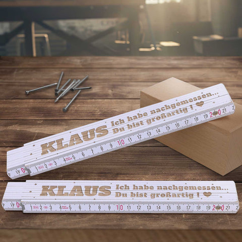 Zollstock 2 Meter mit Gravur - Papa ich habe nachgemessen