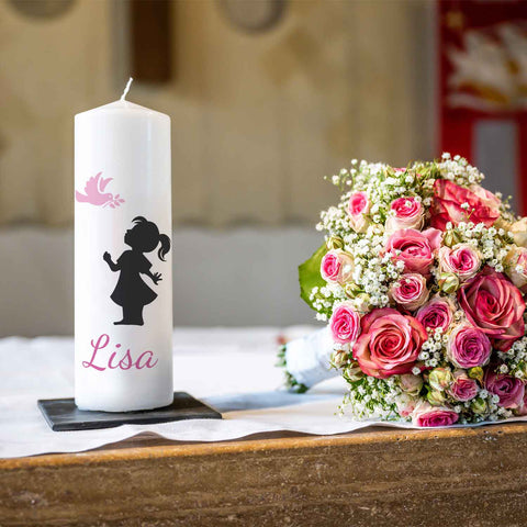 Große Kerze "Baby Silhouette" - Trauerkerze mit Namen & Wunschtext