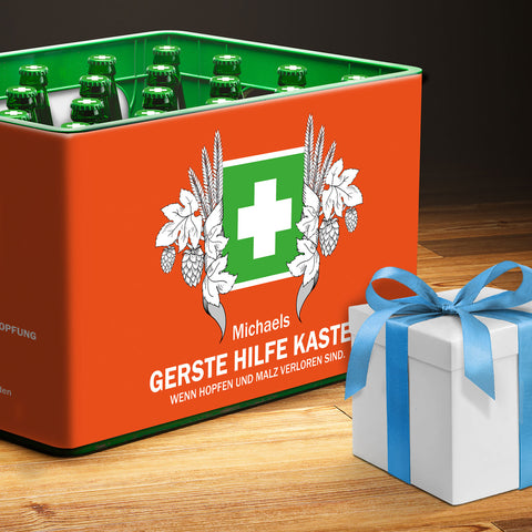 DIY Bierkasten Banderole mit 24 Deckelaufklebern - Gerste Hilfe