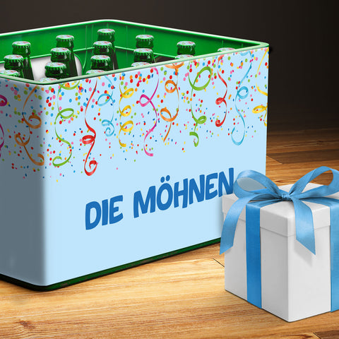 DIY Bierkasten Banderole mit 24 Deckelaufklebern - Karneval