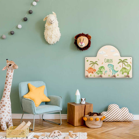 Personalisierte Garderobe fürs Kinderzimmer - Dino