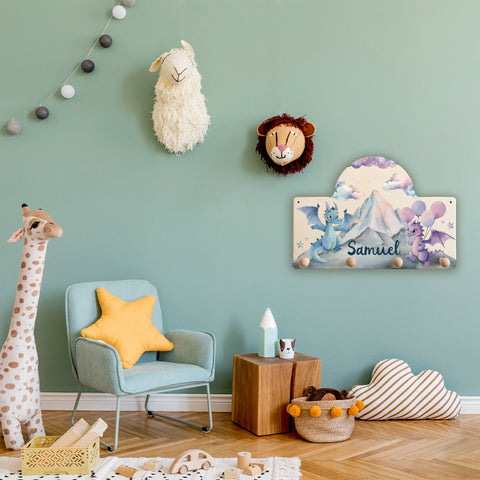 Personalisierte Garderobe fürs Kinderzimmer - Drache