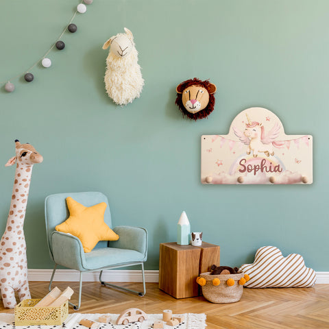 Personalisierte Garderobe fürs Kinderzimmer - Einhorn