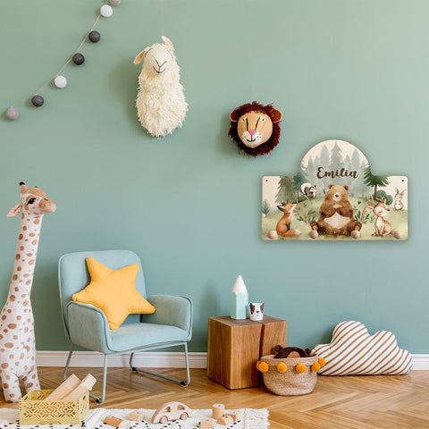 Personalisierte Garderobe fürs Kinderzimmer - Wald