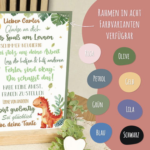 Holzschild zur Einschulung - Dino - Einschulungsmutmacher