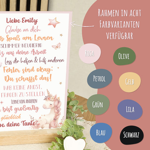 Holzschild zur Einschulung - Einhorn - Einschulungsmutmacher