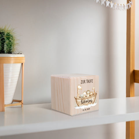 Spardose aus Holz zur Taufe - Arche